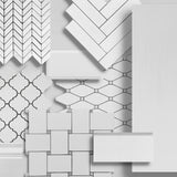 Bianco Dolomite Marble Long Octagon Rhomboid with Black Dots Mosaic Tile Honed