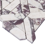 Calacatta Viola Marble with Viola Triangles Geometrica Mosaic Tile Honed