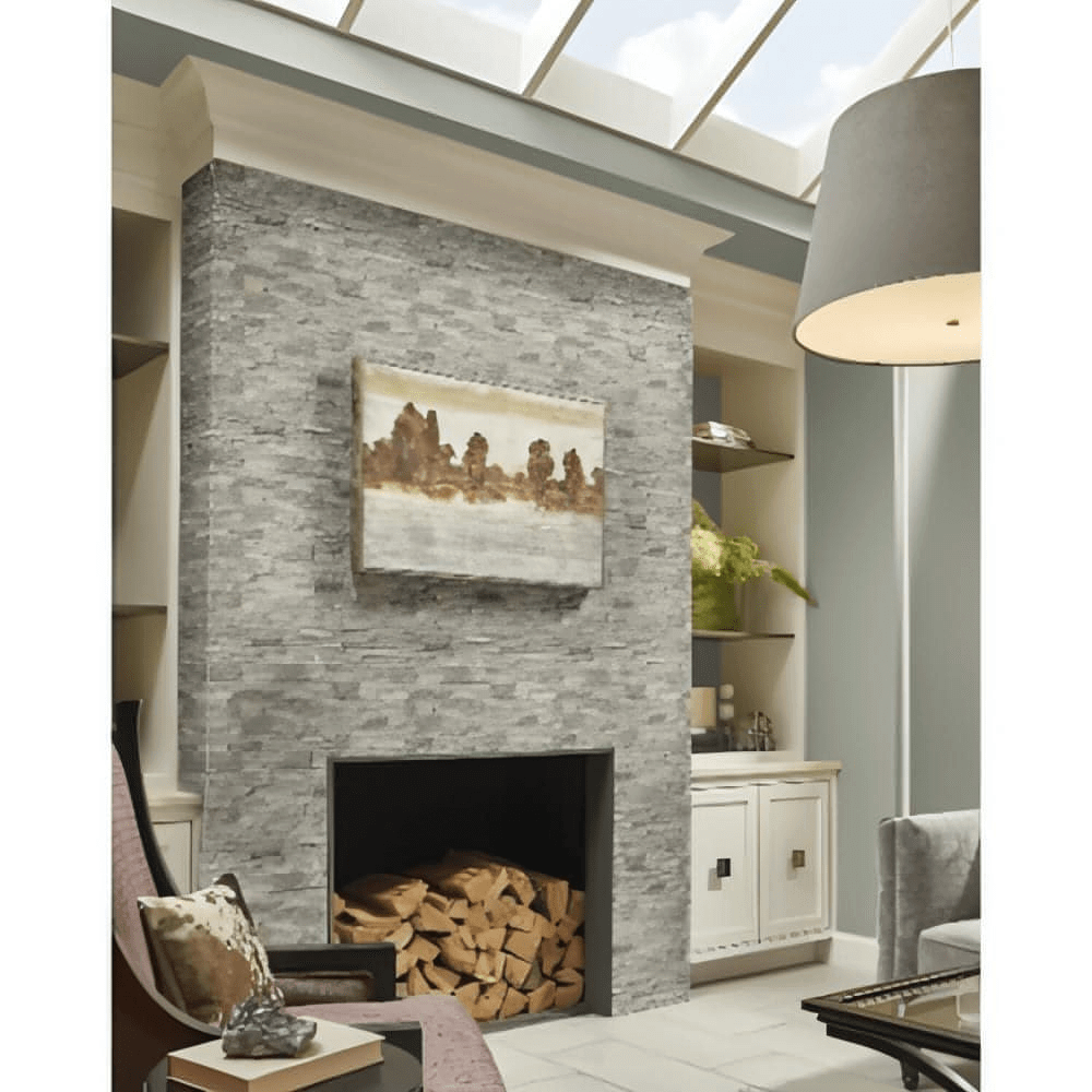 Silver Travertine Ledger Corner