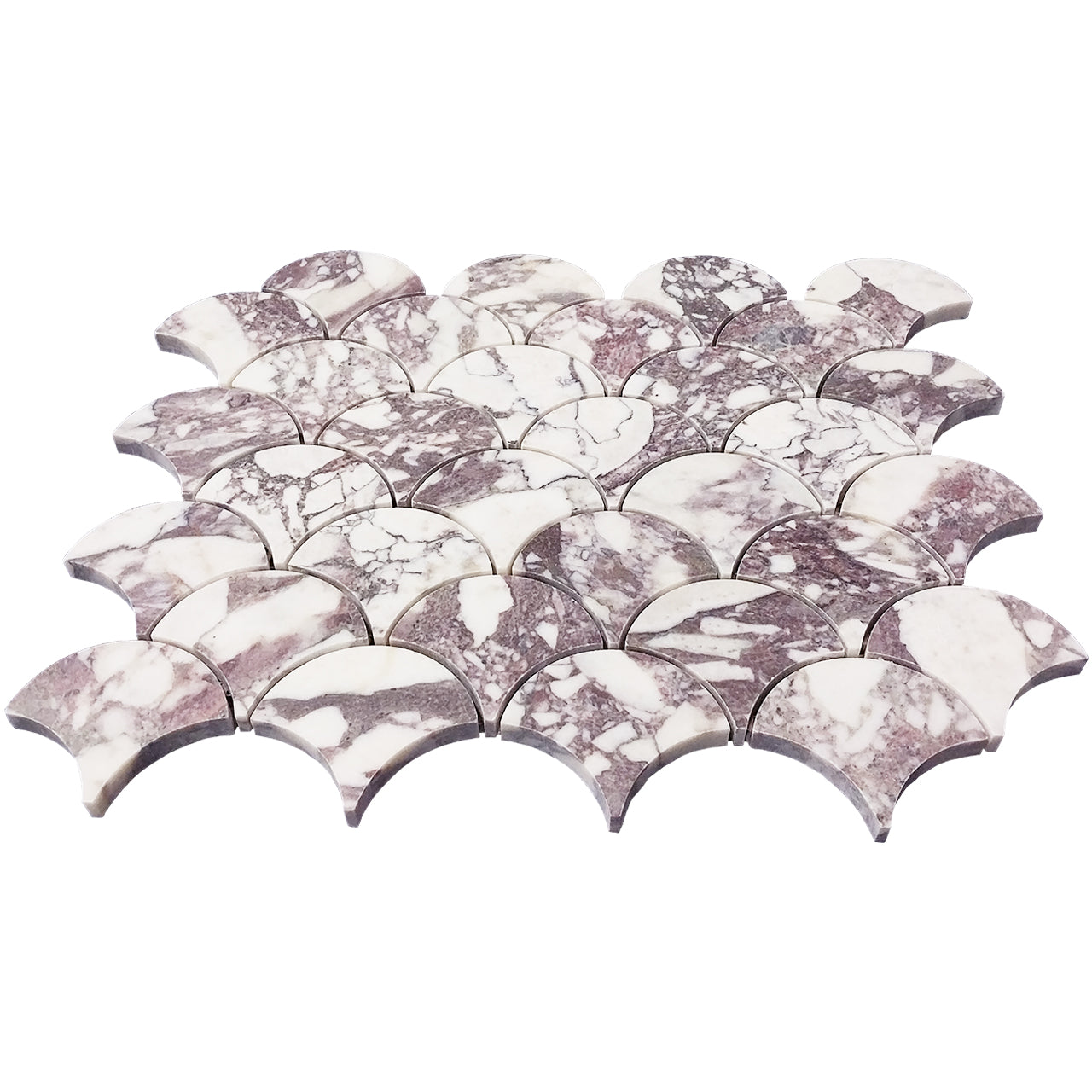 Calacatta Viola Marble Fish Scale Fan Shaped Sea Shell Mosaic Tile Honed