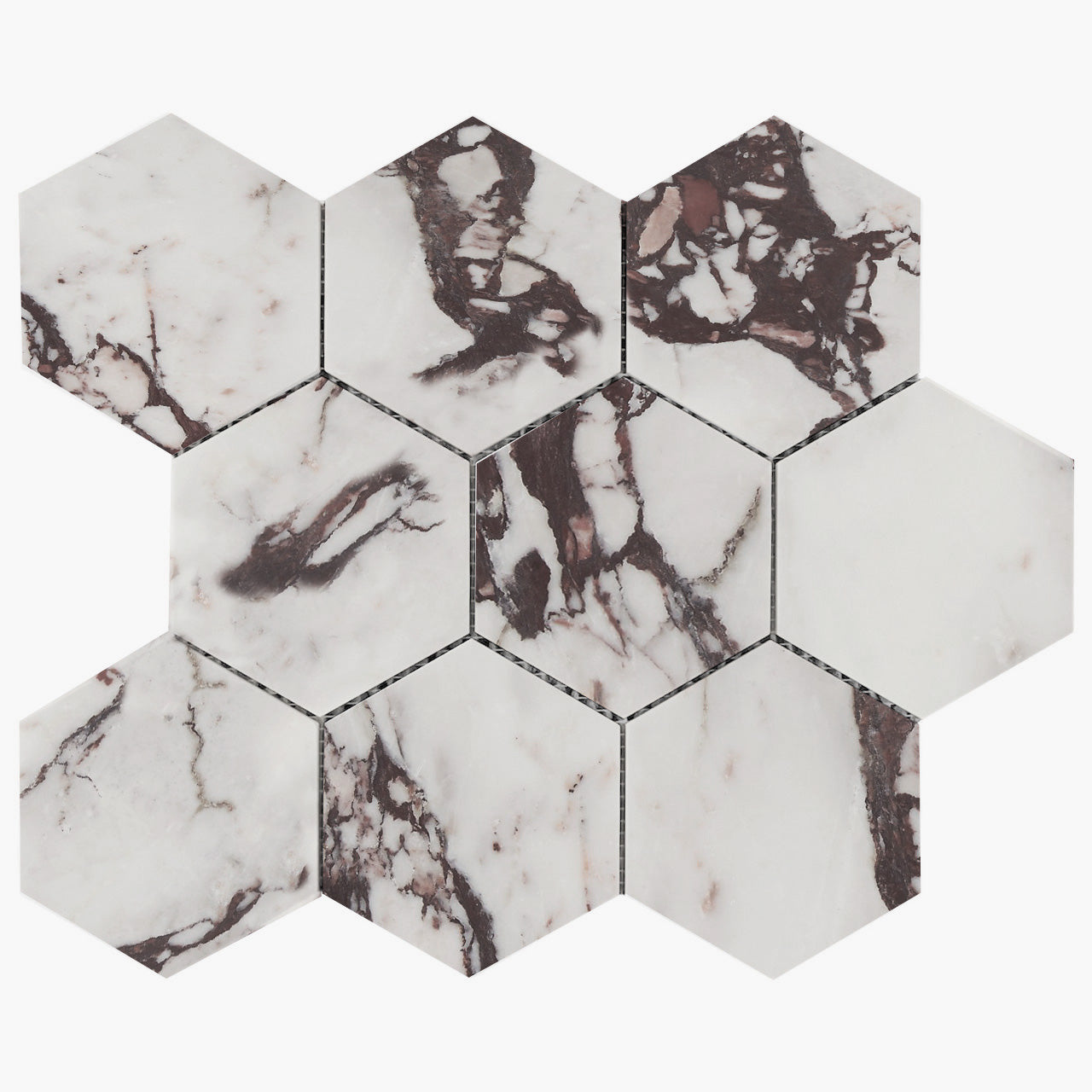 Calacatta Viola Marble 4" Hexagon Mosaic Tile Polished