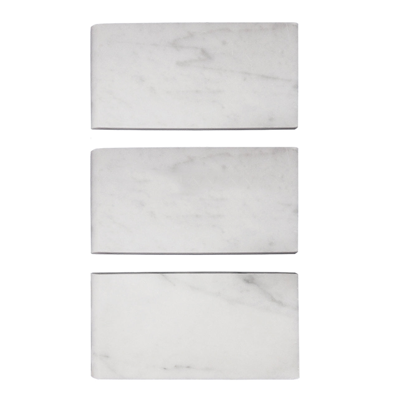 Carrara White Italian Marble 3" x 6" Short Side Bullnose Trim Tile Honed