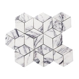 Lilac Marble Rhombus 3D Diamond Cube Mosaic Tile Honed