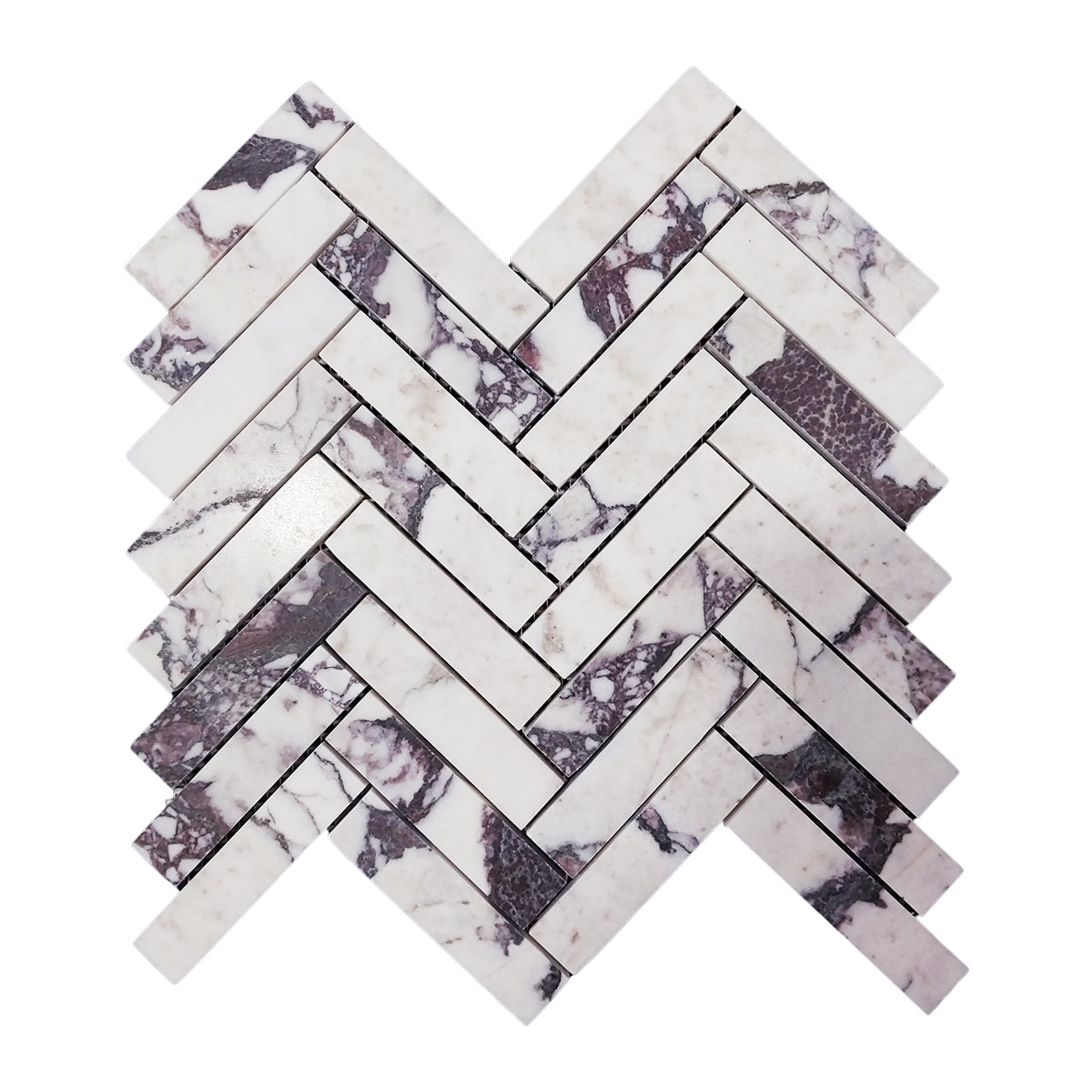 Calacatta Viola Marble 1" x 4" Herringbone Mosaic Tile Honed