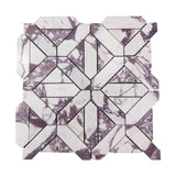 Calacatta Viola Marble with Viola Triangles Geometrica Mosaic Tile Honed