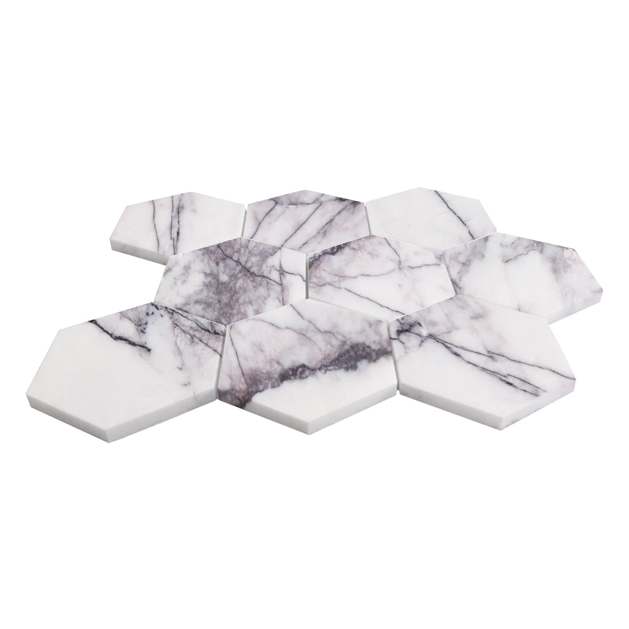 Lilac Marble 4" Hexagon Mosaic Tile Polished