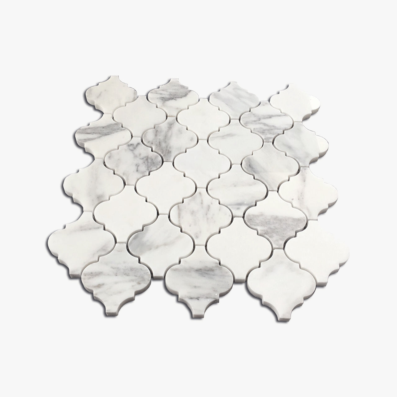Calacatta Gold Italian Marble Arabesque Baroque Lantern  Mosaic Tile Honed