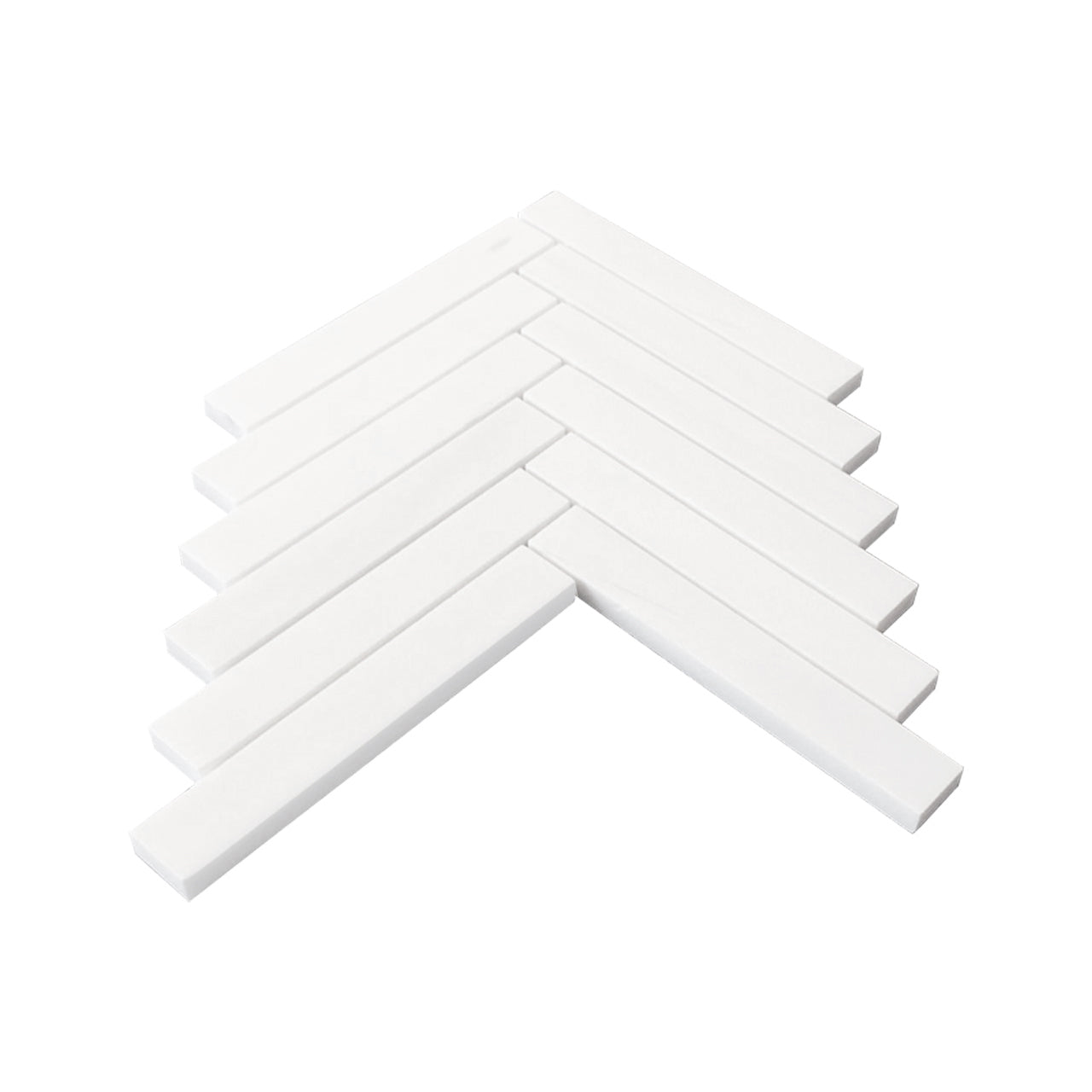 Bianco Dolomite Marble 1x6 Herringbone Mosaic Tile Honed
