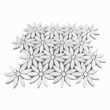 Carrara White Marble With Carrara White Accent Daisy Flower Waterjet Mosaic Tile Honed