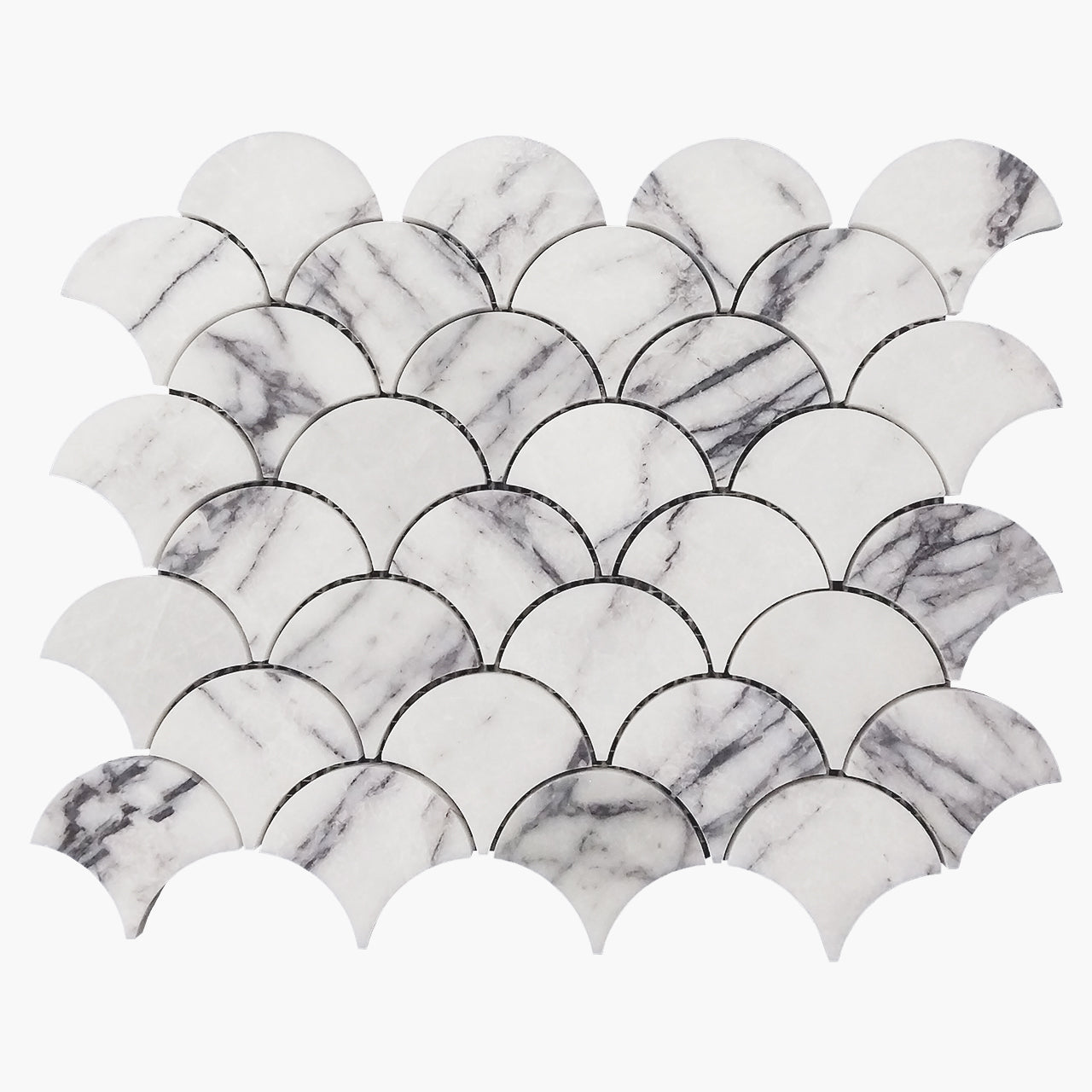 Lilac Marble Fish Scale Fan Shaped Sea Shell Mosaic Tile Polished