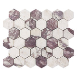 Calacatta Viola Marble 2" Hexagon Mosaic Tile Honed