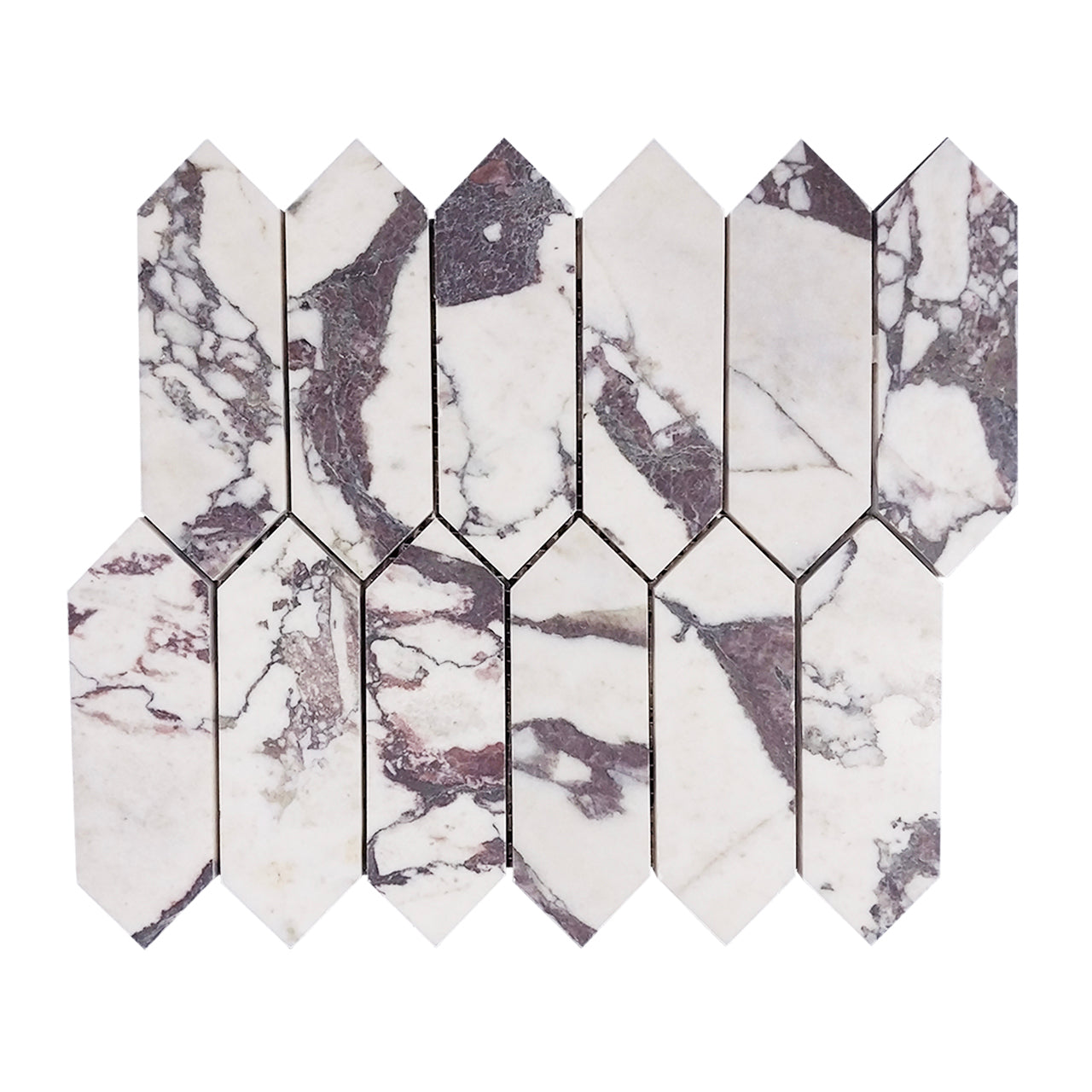 Calacatta Viola Marble Picket Mosaic Tile Honed