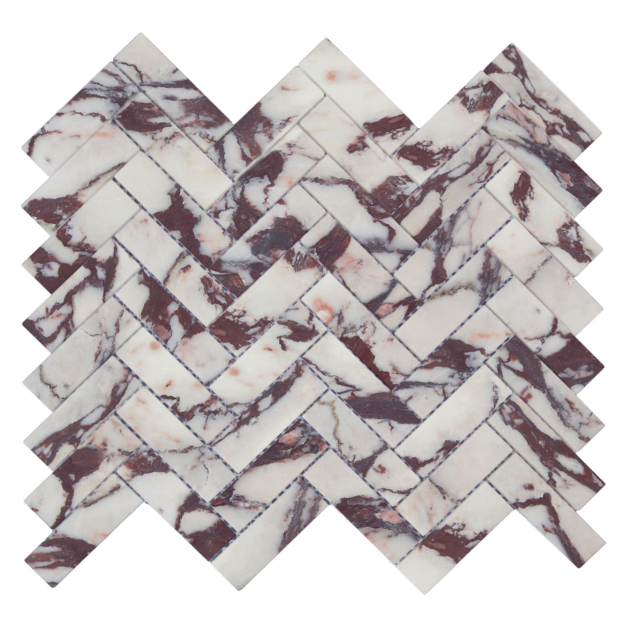 Calacatta Viola Marble 1" x 3" Herringbone Mosaic Tile Honed