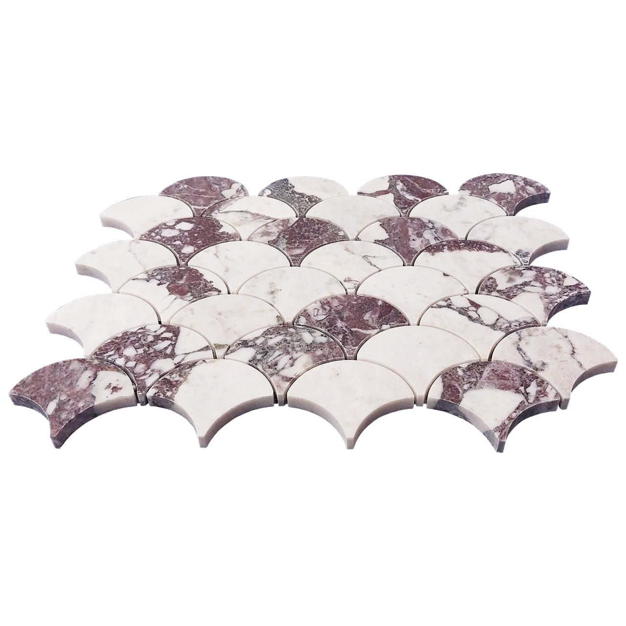 Calacatta Viola Marble Fish Scale Fan Shaped Sea Shell Mosaic Tile Polished
