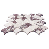 Calacatta Viola Marble Fish Scale Fan Shaped Sea Shell Mosaic Tile Polished