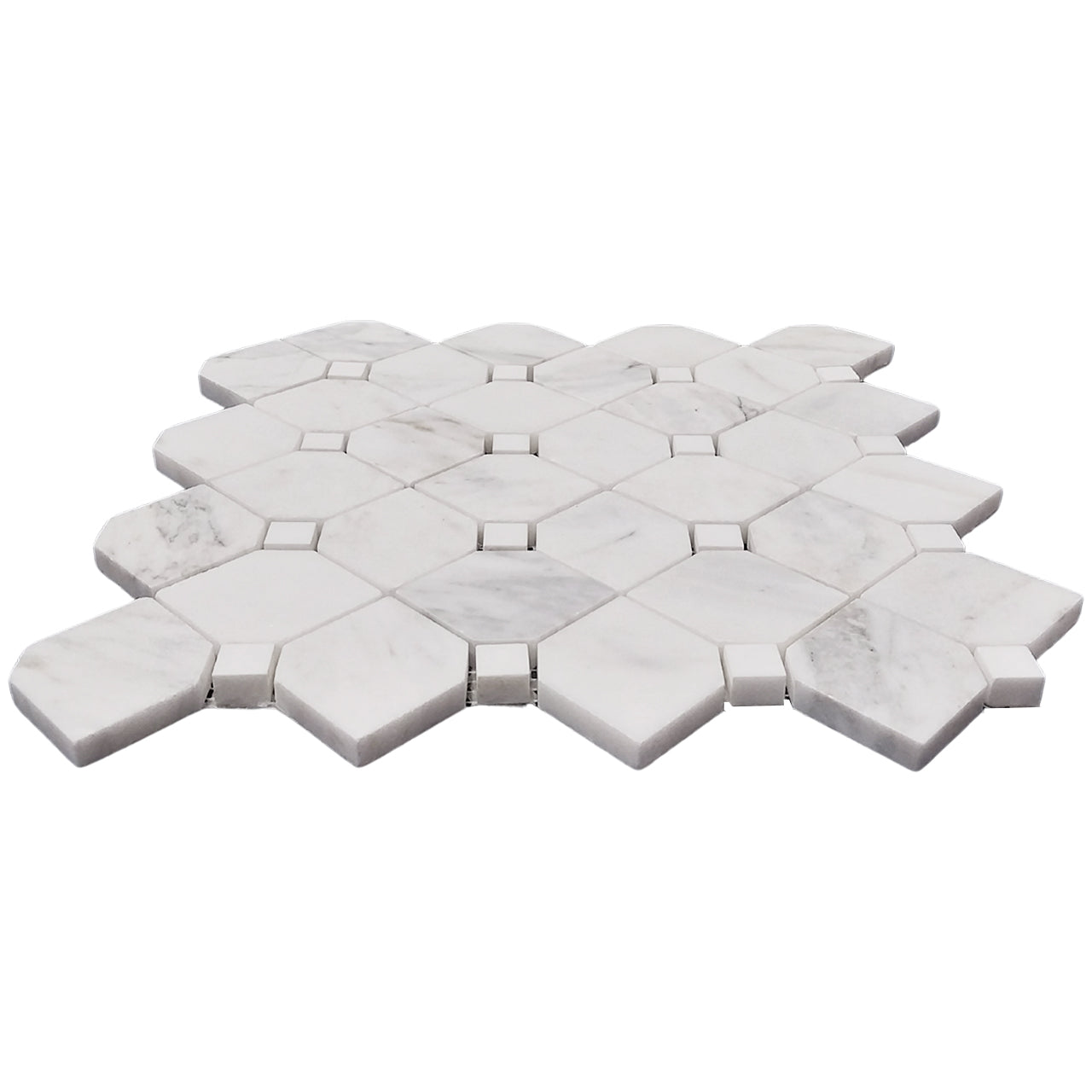 Calacatta Gold Marble Dotty with Dolomite Dots Mosaic Tile Honed