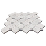 Carrara White Italian Marble Dotty with Bardiglio Dots Mosaic Tile Polished