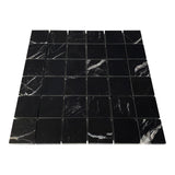 Nero Marquina Black Marble 2x2 Mosaic Tile Honed