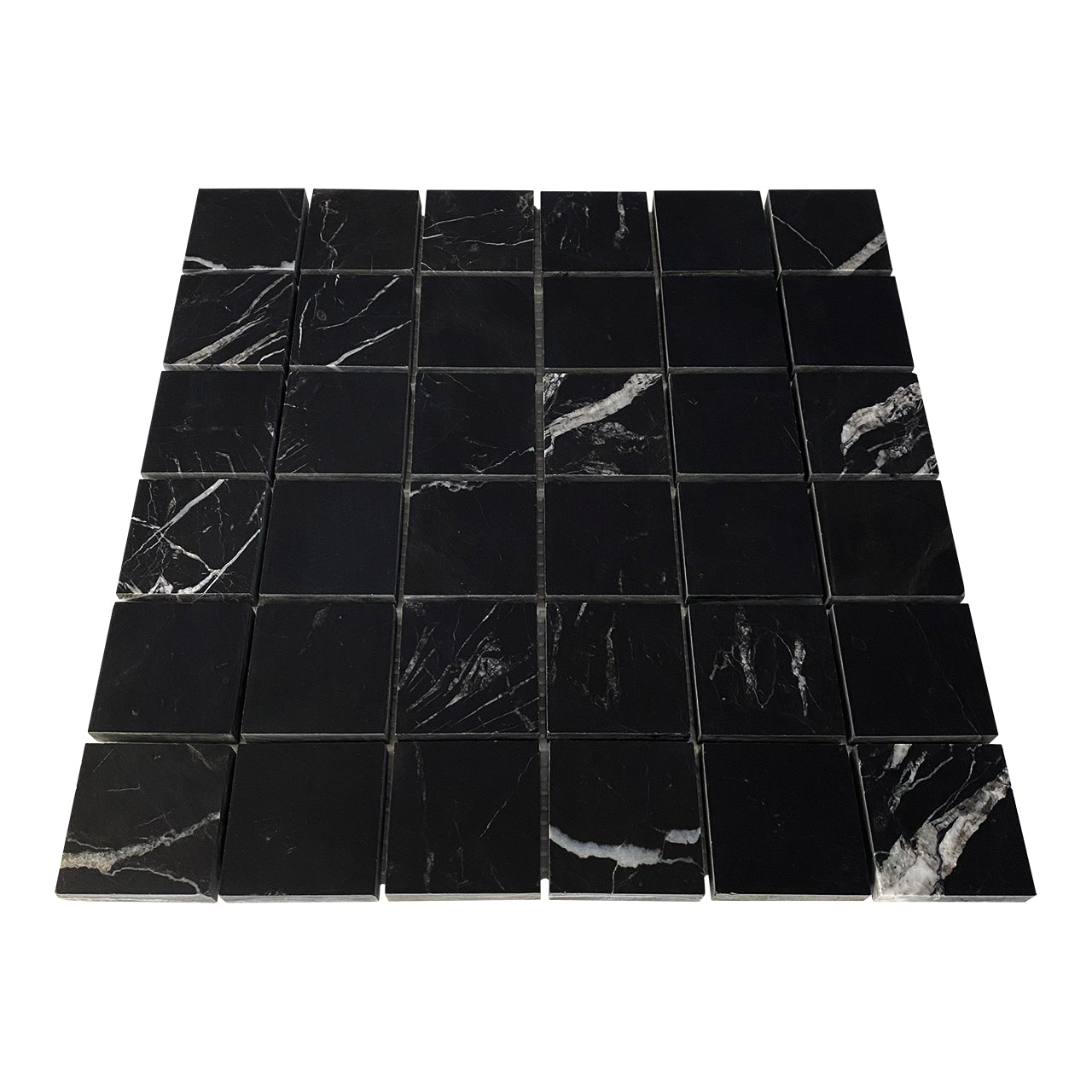 Nero Marquina Black Marble 2x2 Mosaic Tile Honed