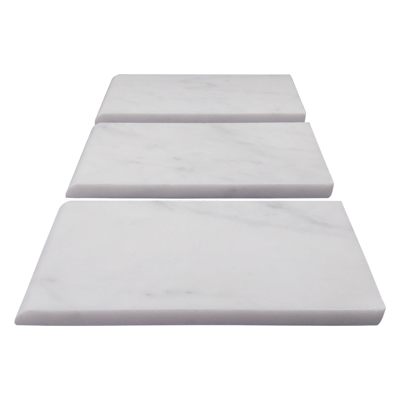 Carrara White Italian Marble 3" x 6" Short Side Bullnose Trim Tile Polished