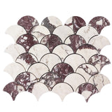 Calacatta Viola Marble Fish Scale Fan Shaped Sea Shell Mosaic Tile Polished
