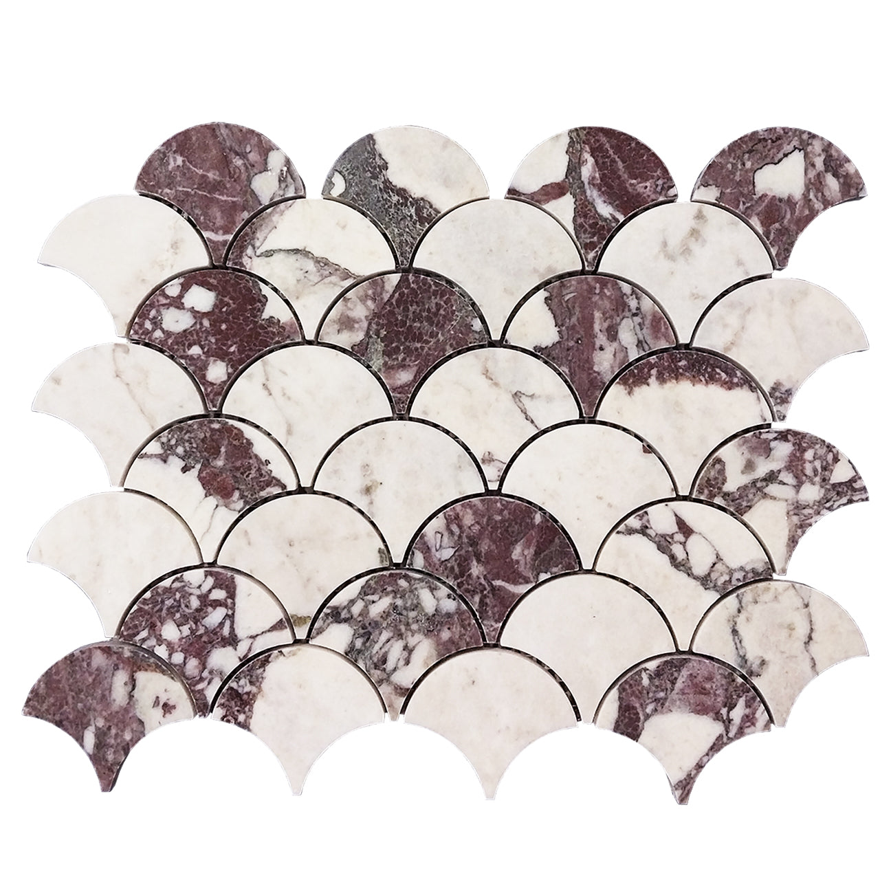 Calacatta Viola Marble Fish Scale Fan Shaped Sea Shell Mosaic Tile Polished