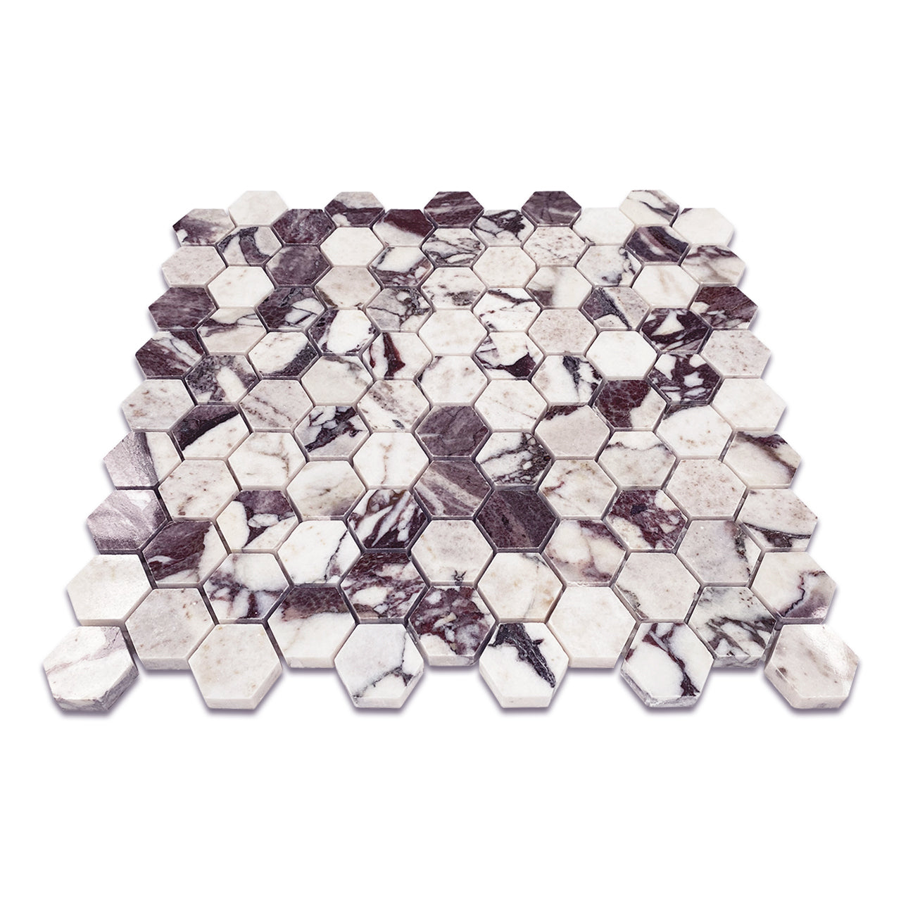 Calacatta Viola Marble 1" Hexagon Mosaic Tile Honed