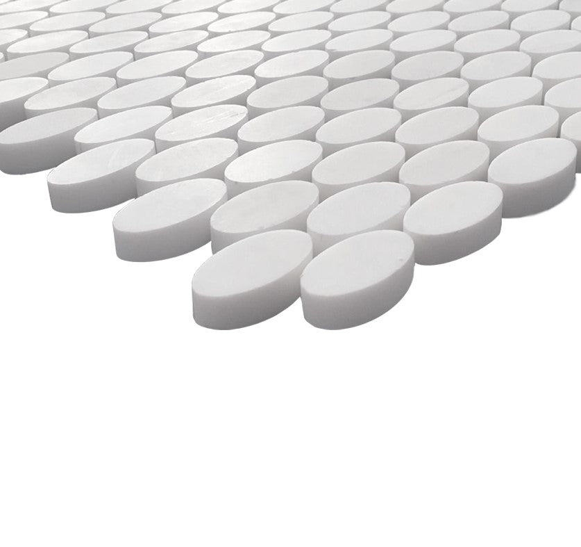 Bianco Dolomite Oval Ellipse Mosaic Tile Polished