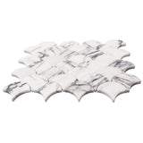 Lilac Marble Fish Scale Fan Shaped Sea Shell Mosaic Tile Polished