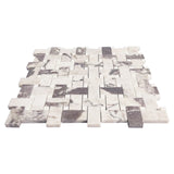 Calacatta Viola Marble Basketweave Mosaic Tile with Dolomite Dots Honed