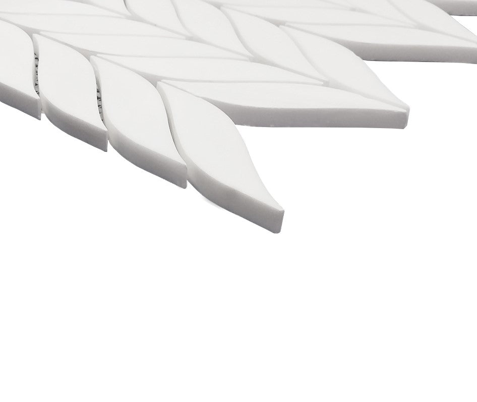Bianco Dolomite Marble Leaf Shape Mosaic Tile Honed