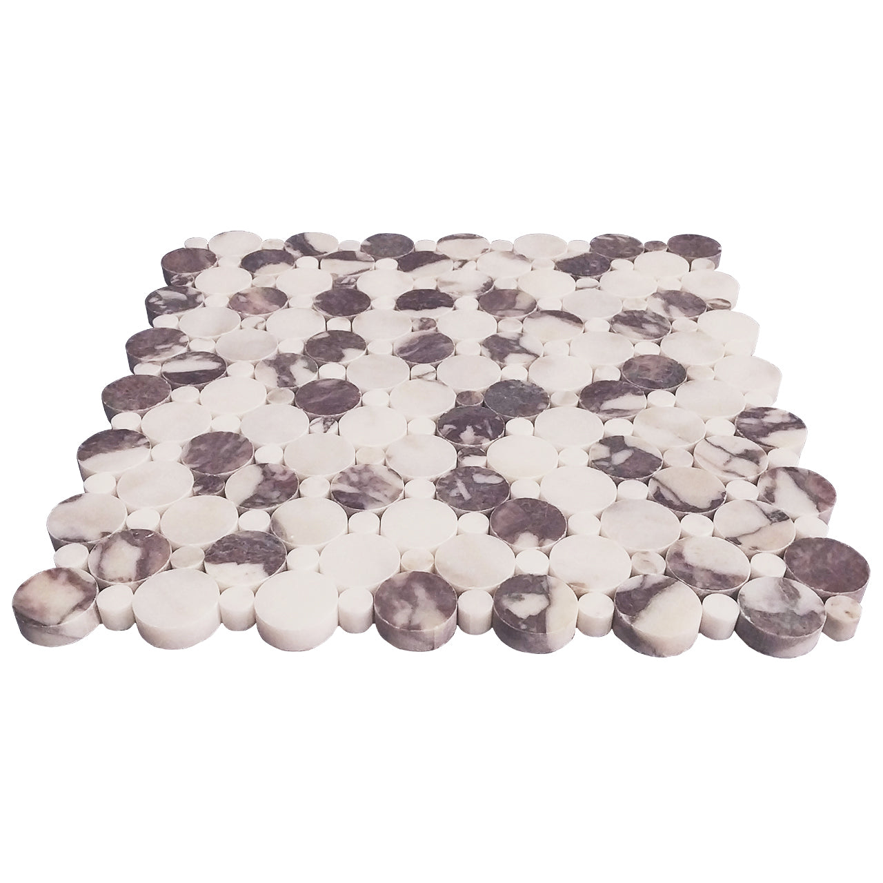 Calacatta Viola Marble Penny Circles Mosaic Tile with Calacatta Viola Circles Honed
