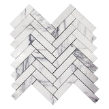 Lilac Marble 1" x 4" Herringbone Mosaic Tile Honed