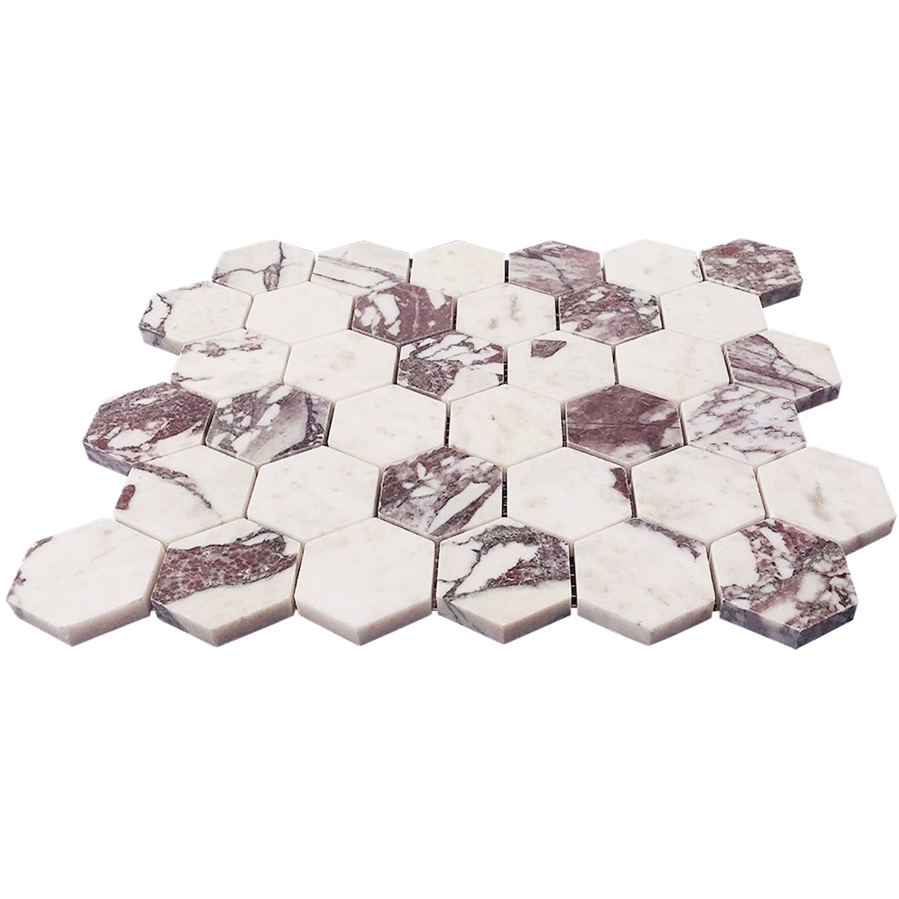 Calacatta Viola Marble 2" Hexagon Mosaic Tile Polished