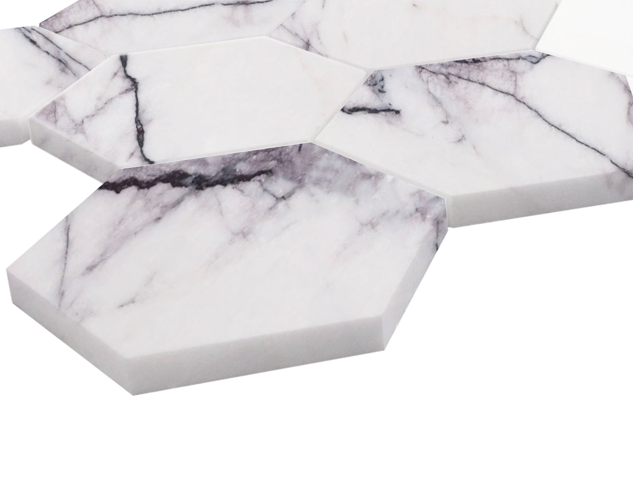Lilac Marble 4" Hexagon Mosaic Tile Polished