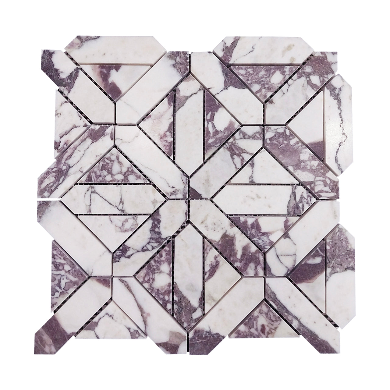 Calacatta Viola Marble with Viola Triangles Geometrica Mosaic Tile Polished