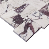 Calacatta Viola Marble Large Basketweave Mosaic Tile with Dolomite Dots Honed