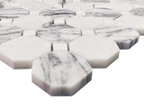 Lilac Marble Octagon with Dolomite Dots Mosaic Tile Honed
