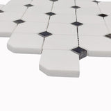 Bianco Dolomite Marble Dotty with Black Dots Mosaic Tile Polished