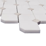 Bianco Dolomite Marble Dotty Mosaic Tile with Crema Dots Polished