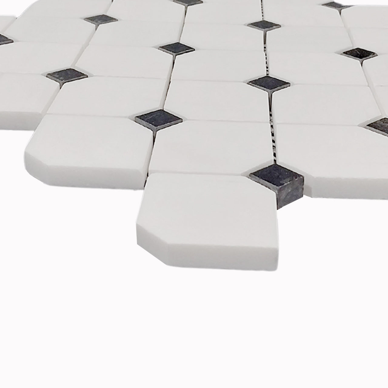 Bianco Dolomite Marble Dotty with Black Dots Mosaic Tile Honed