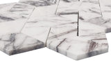 Lilac Marble Rhombus 3D Diamond Cube Mosaic Tile Honed