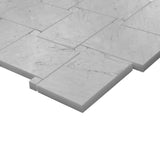 Carrara White Marble Large Basketweave Mosaic Tile with Carrara Dots Honed