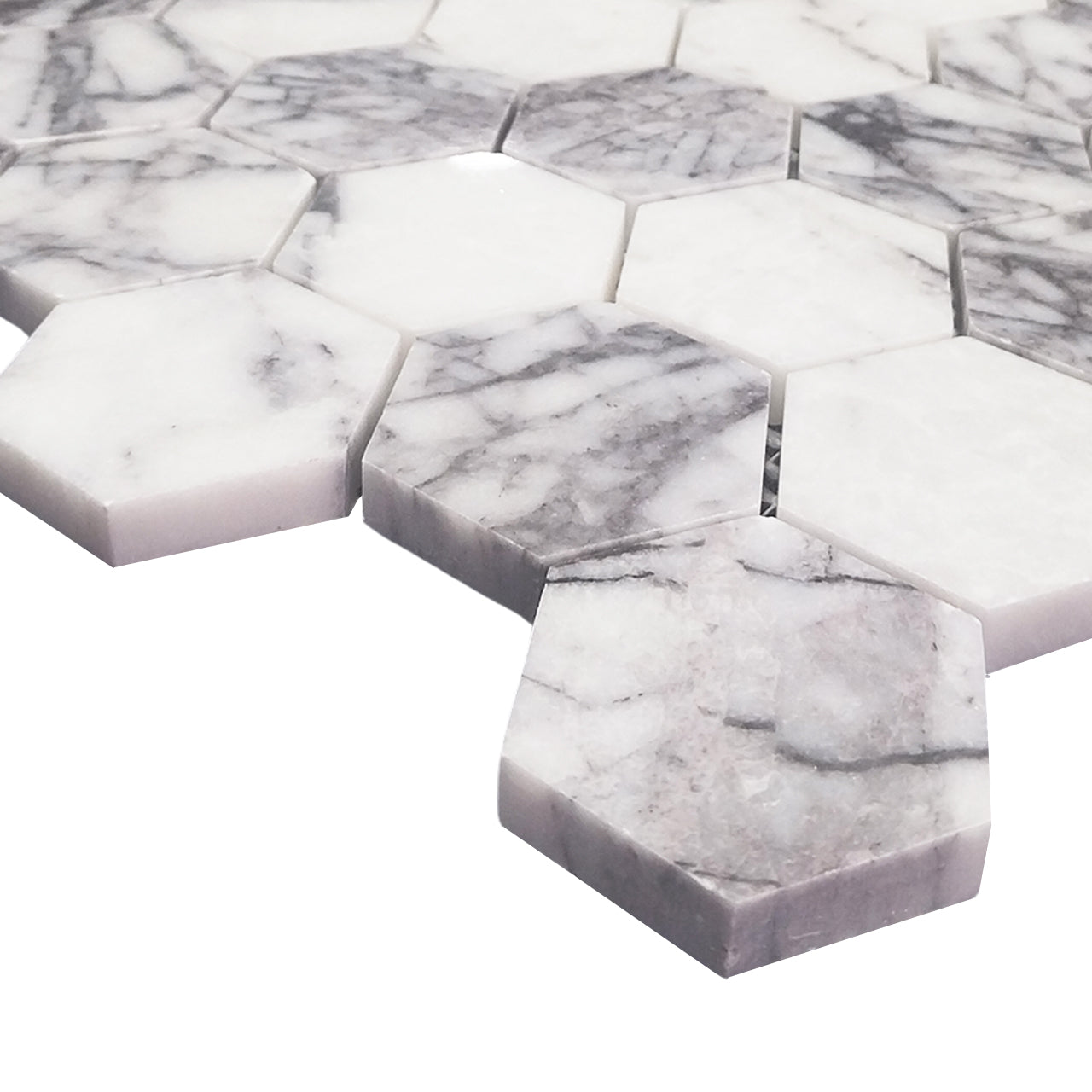 Lilac Marble 2" Hexagon Mosaic Tile Polished