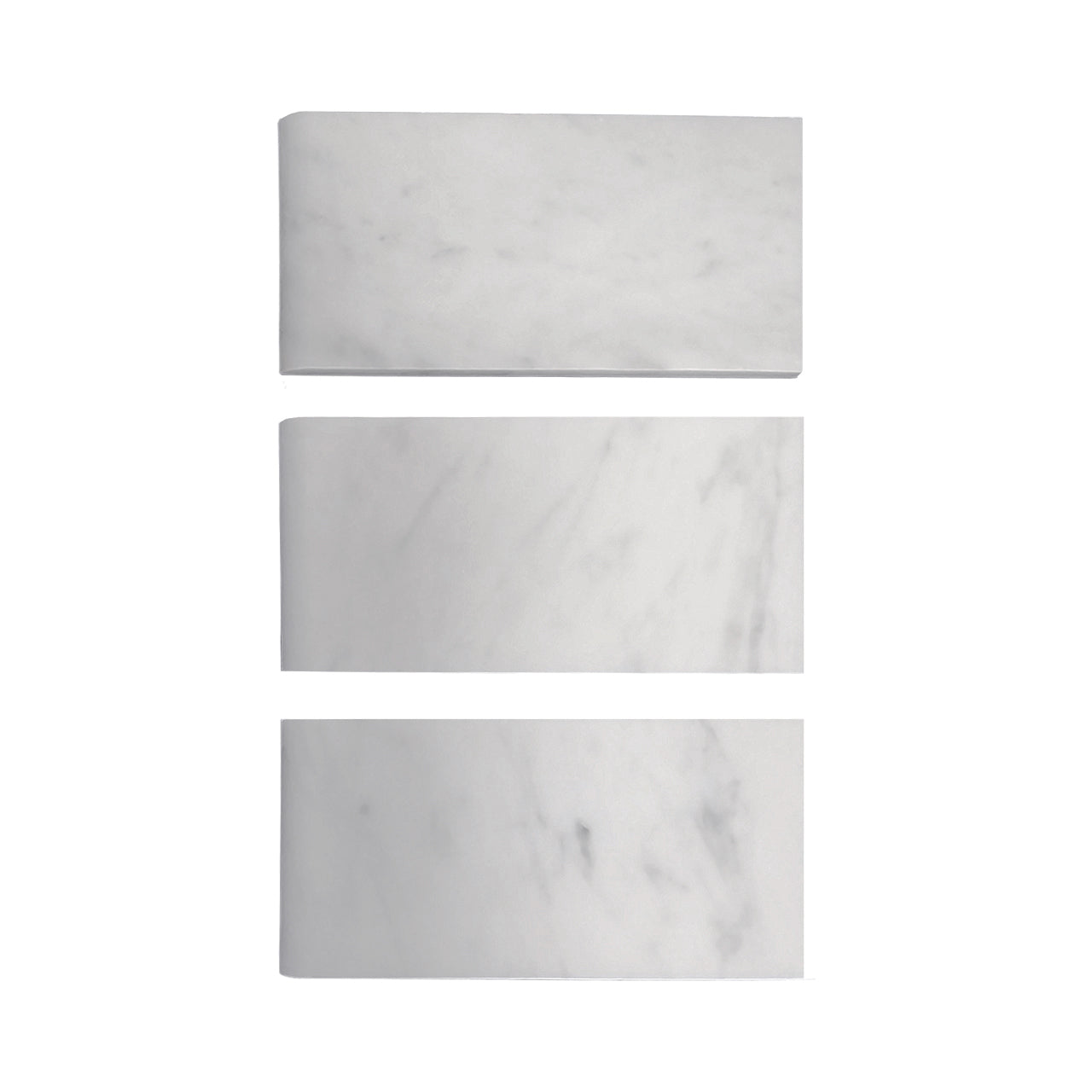 Carrara White Italian Marble 3" x 6" Short Side Bullnose Trim Tile Polished
