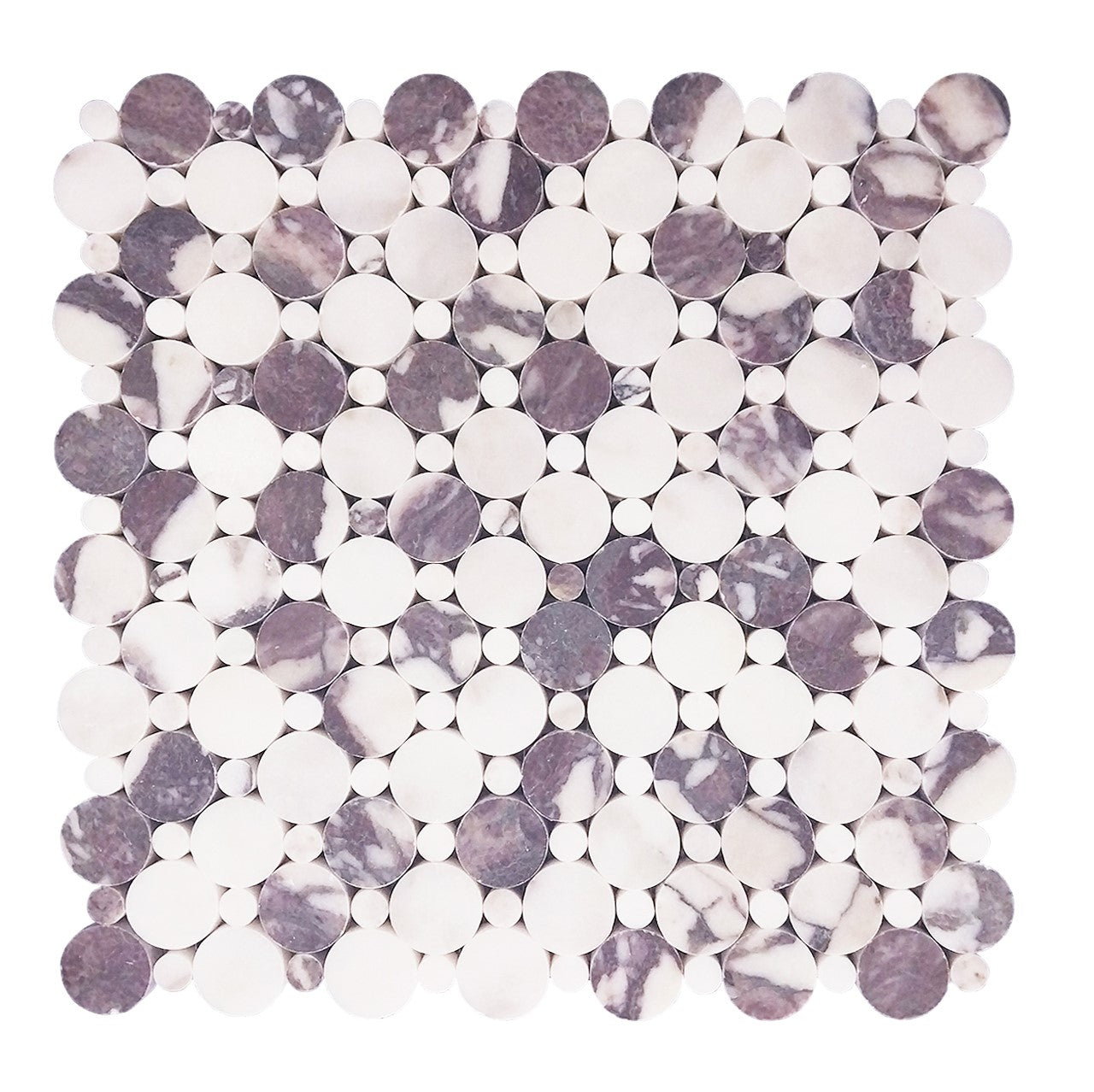 Calacatta Viola Marble Penny Circles Mosaic Tile with Calacatta Viola Circles Polished