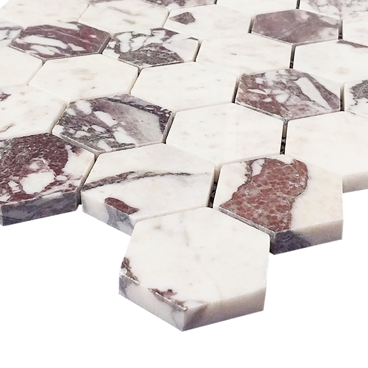Calacatta Viola Marble 2" Hexagon Mosaic Tile Polished