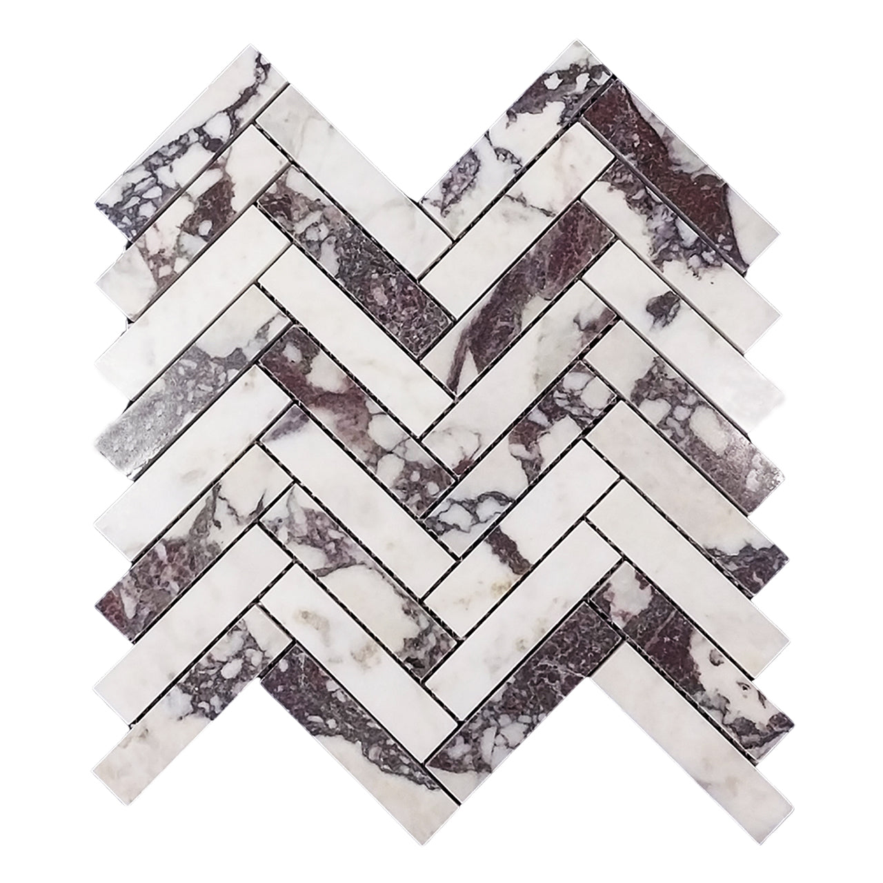 Calacatta Viola Marble 1" x 4" Herringbone Mosaic Tile Polished