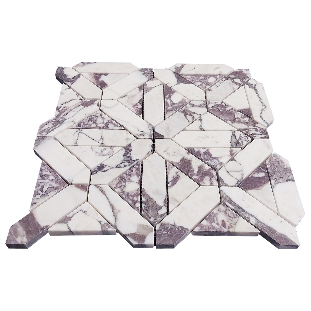 Calacatta Viola Marble with Viola Triangles Geometrica Mosaic Tile Polished
