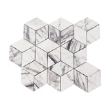 Lilac Marble Rhombus 3D Diamond Cube Mosaic Tile Polished